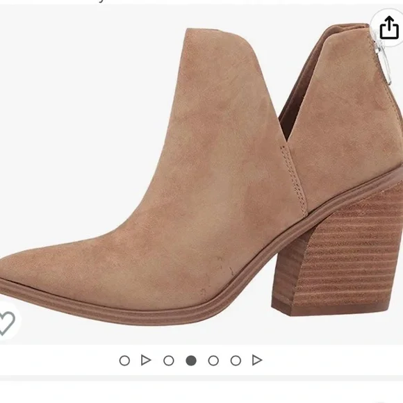 New Ankle Boots Slip on Cutout Pointed Toe Chunky Stacked Mid Heel Booties 5.5 - Picture 3 of 8